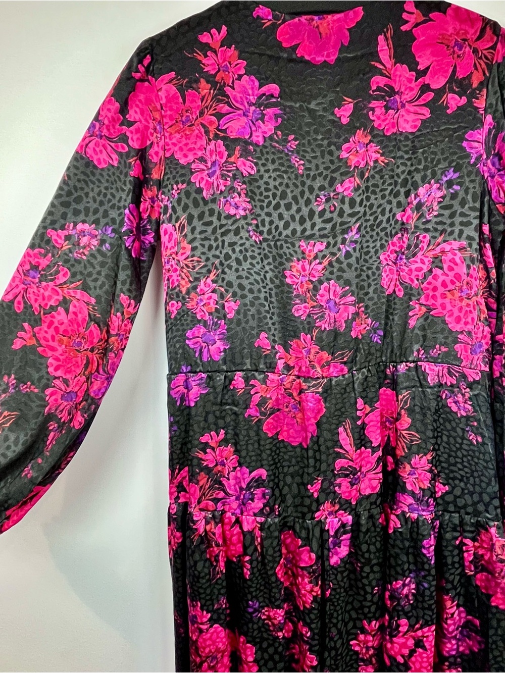 Robbie Bee Floral Faux Wrap Midi Dress Red Black Tie Waist Size 10 - Picture 8 of 14